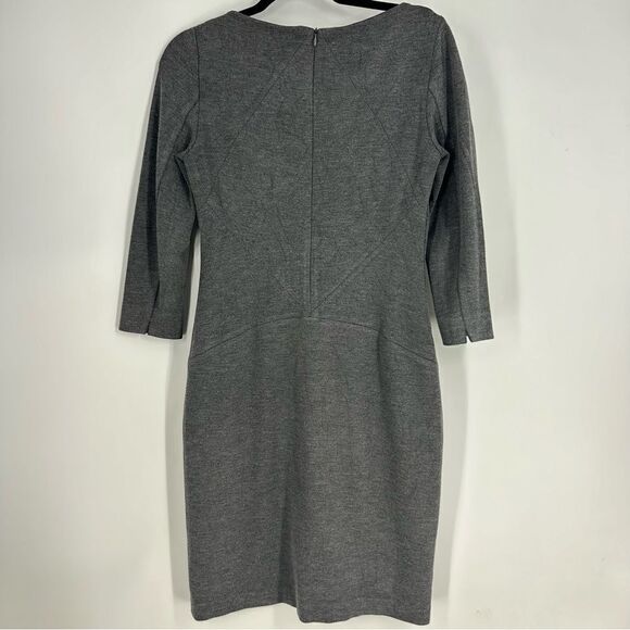 MM.LAFLEUR Charcoal Gray Boatneck 3/4 Sleeve Minimalist Career Dress Sz 6 - Picture 5 of 7
